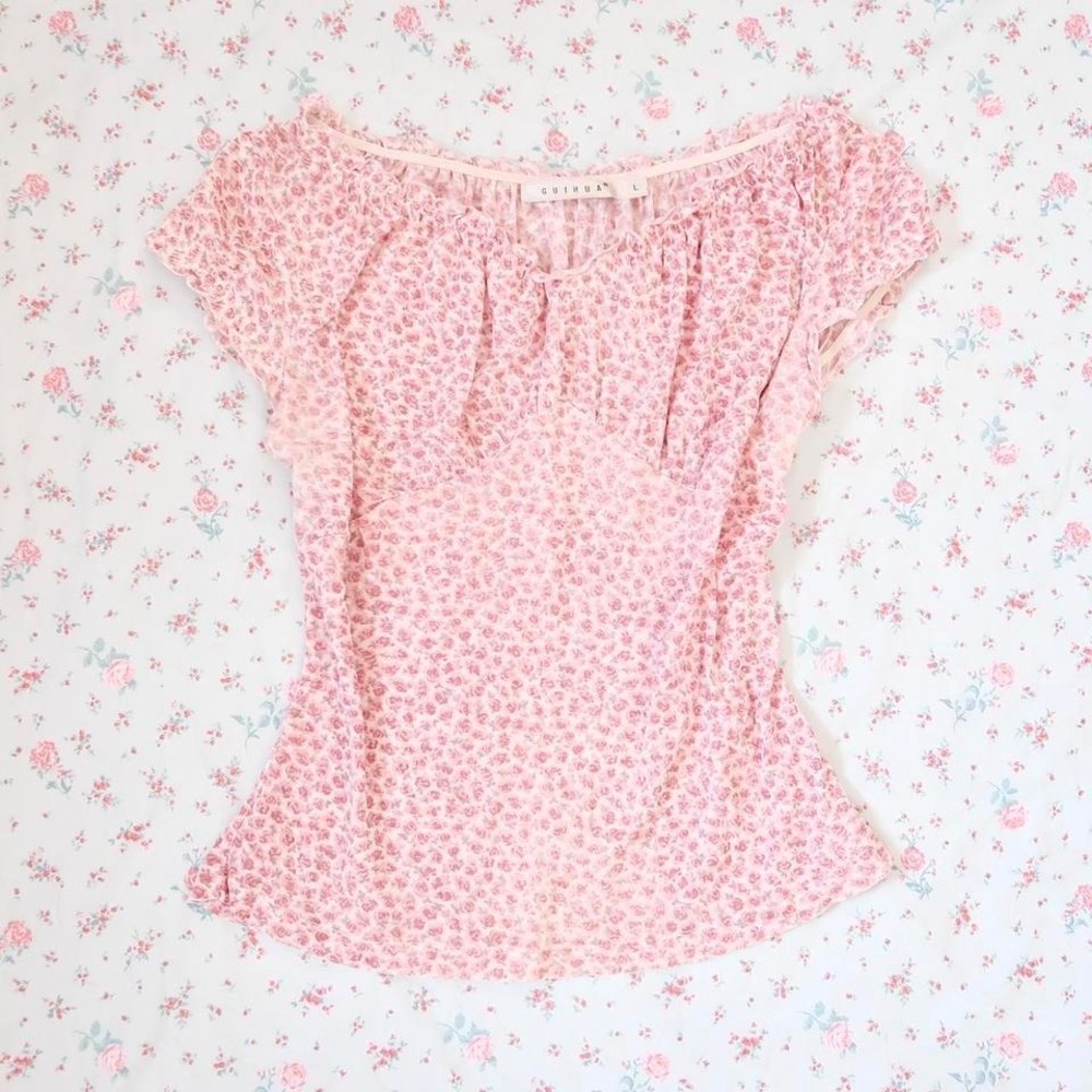 coquette floral milkmaid blouse